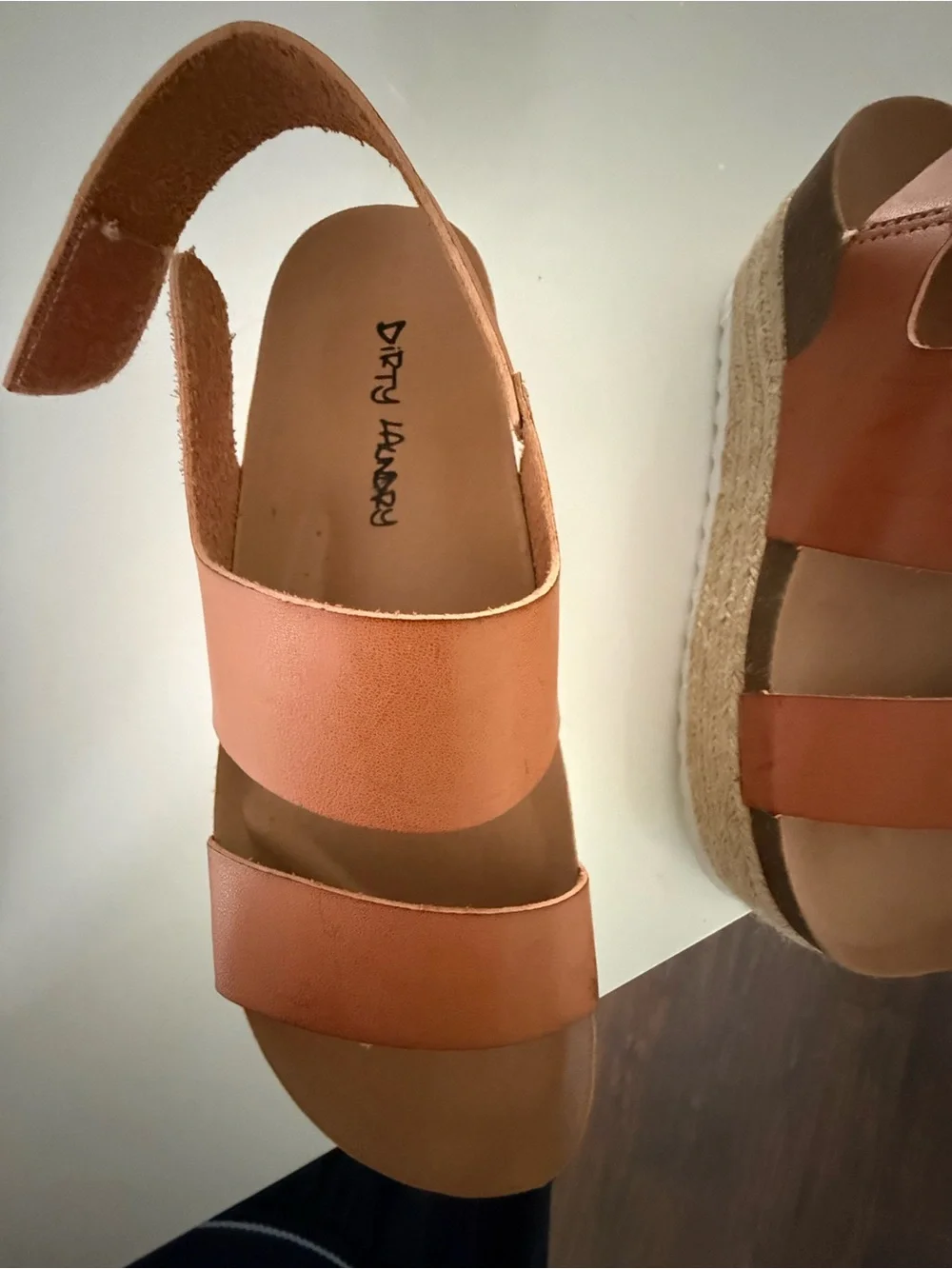 Dirty Laundry Tan Leather-Look Espadrille Platform Sandals
